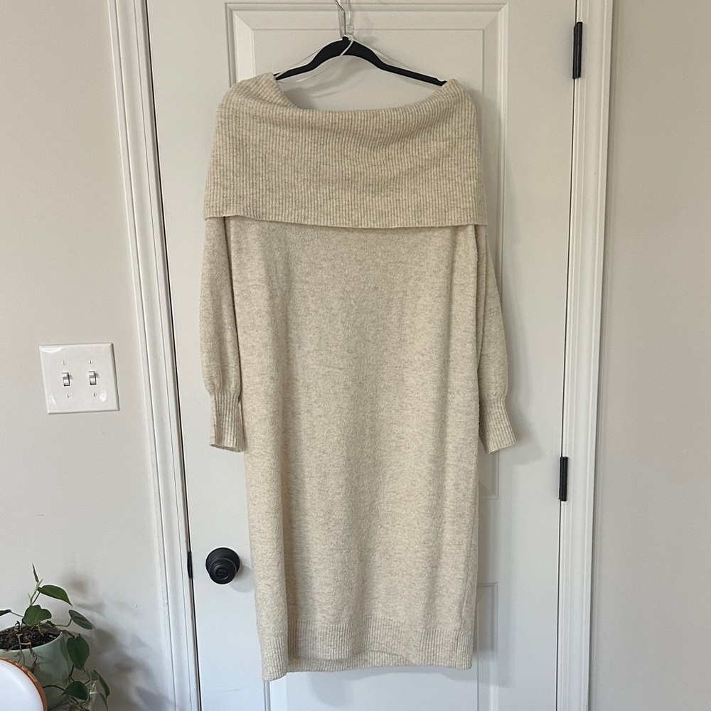 Nordstrom Cream Turtleneck Sweater Dress